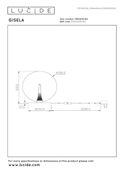 Lucide GISELA - Table lamp - Ø 30 cm - LED Dim. - 1x12W 2500K - Amber - Premium